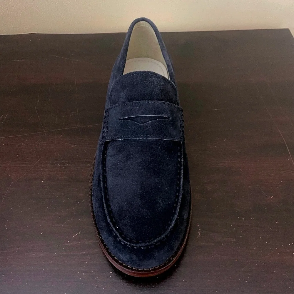 Banana Republic Mens Navy Blue Suede Penny Loafers Dress Shoes 888895 Size 9‎